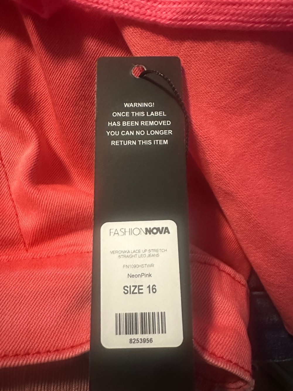 Fashion Nova Coral Pink Lace-Up Wide Leg Jeans - Picture 4 of 4